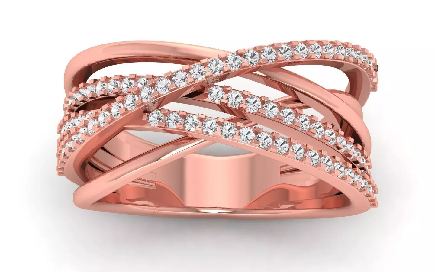  Engagement Wedding Solitaire Four Band Ring 3D print model_0