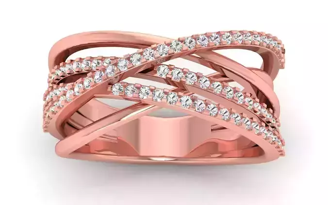  Engagement Wedding Solitaire Four Band Ring 3D print model