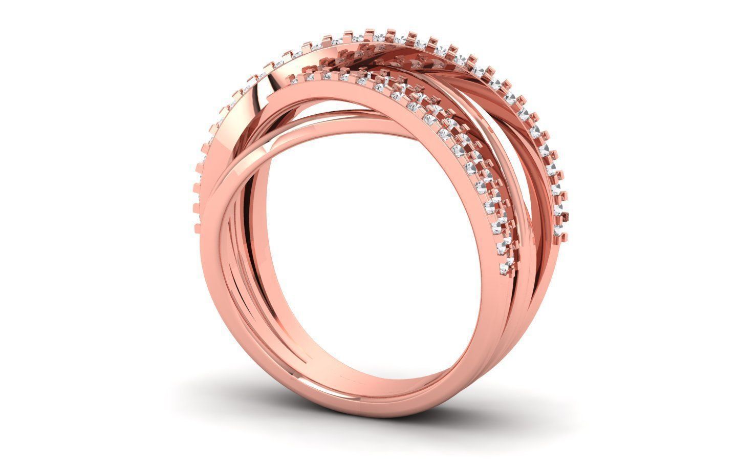  Engagement Wedding Solitaire Four Band Ring 3D print model_1