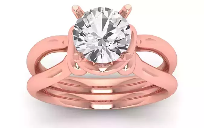  Engagement Wedding Solitaire Double Band Ring 3D print model