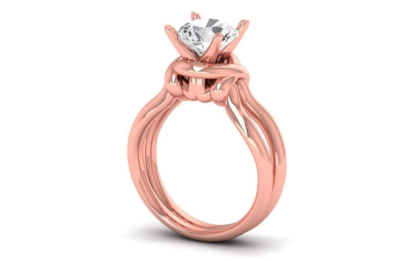  Engagement Wedding Solitaire Double Band Ring 3D print model_1