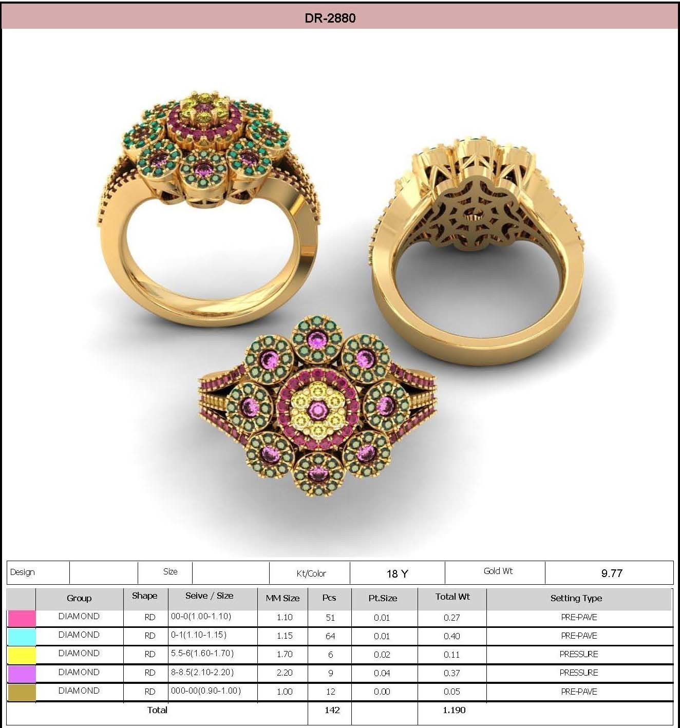 Women Flower Bridal Ring 3dm STL OBJ FBX Renders Details 3D print model_3