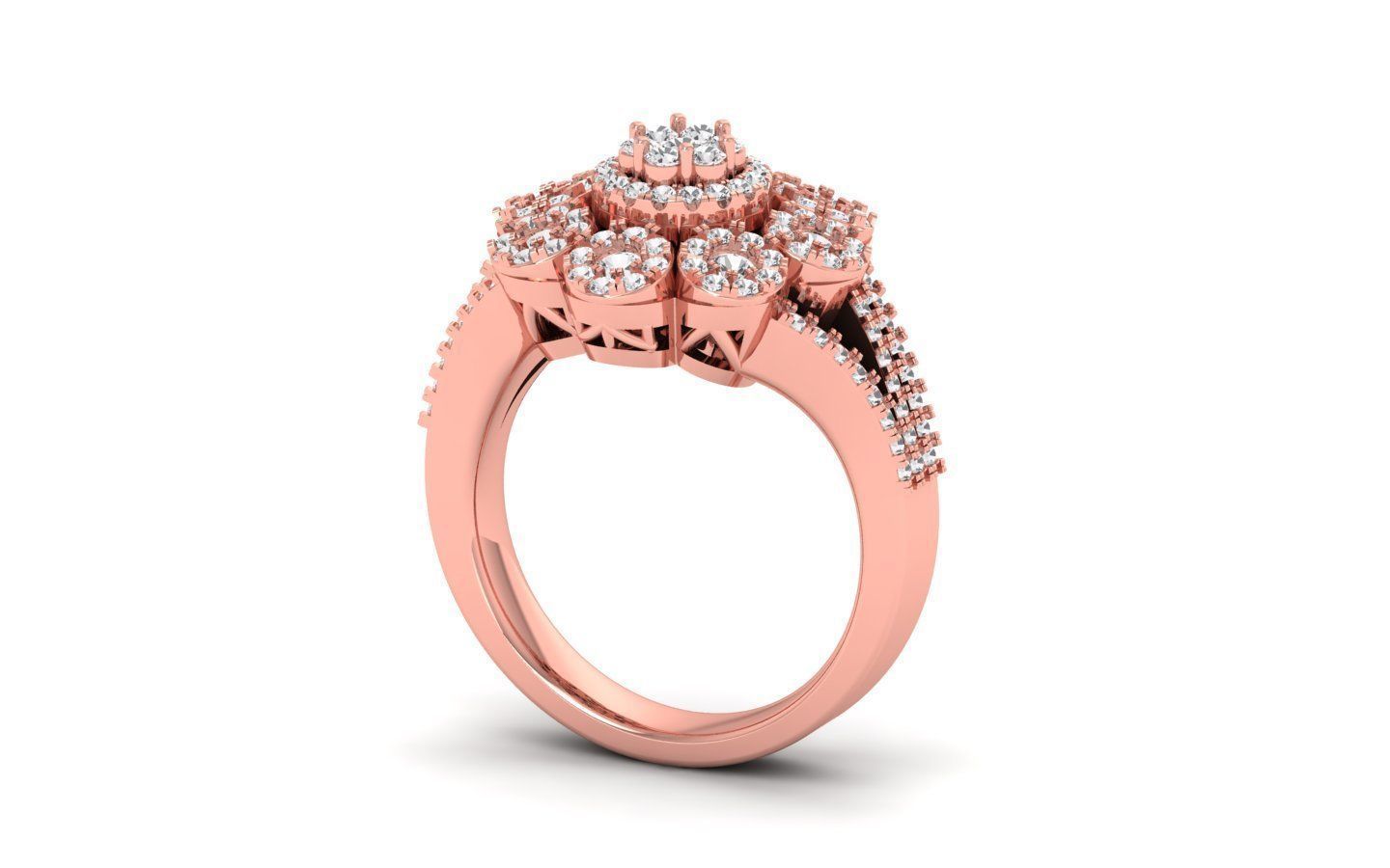 Women Flower Bridal Ring 3dm STL OBJ FBX Renders Details 3D print model_1