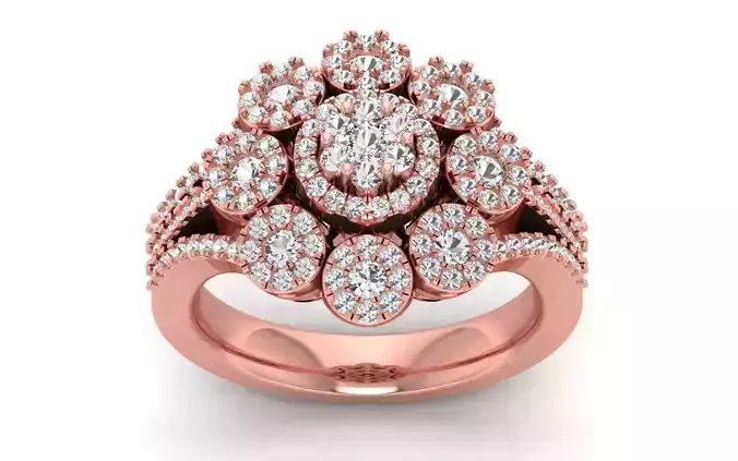 Women Flower Bridal Ring 3dm STL OBJ FBX Renders Details