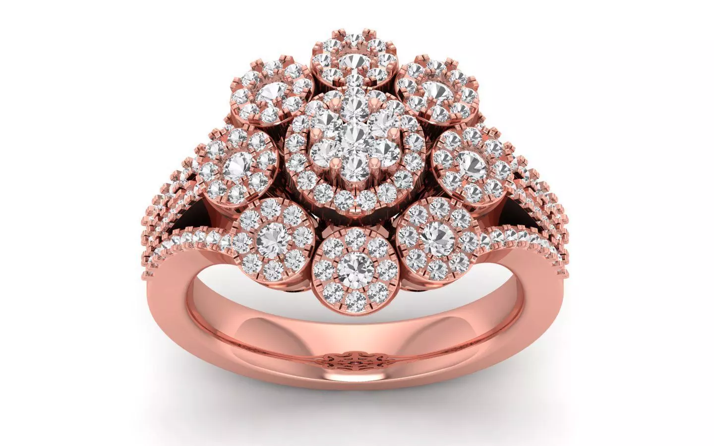 Women Flower Bridal Ring 3dm STL OBJ FBX Renders Details 3D print model_0