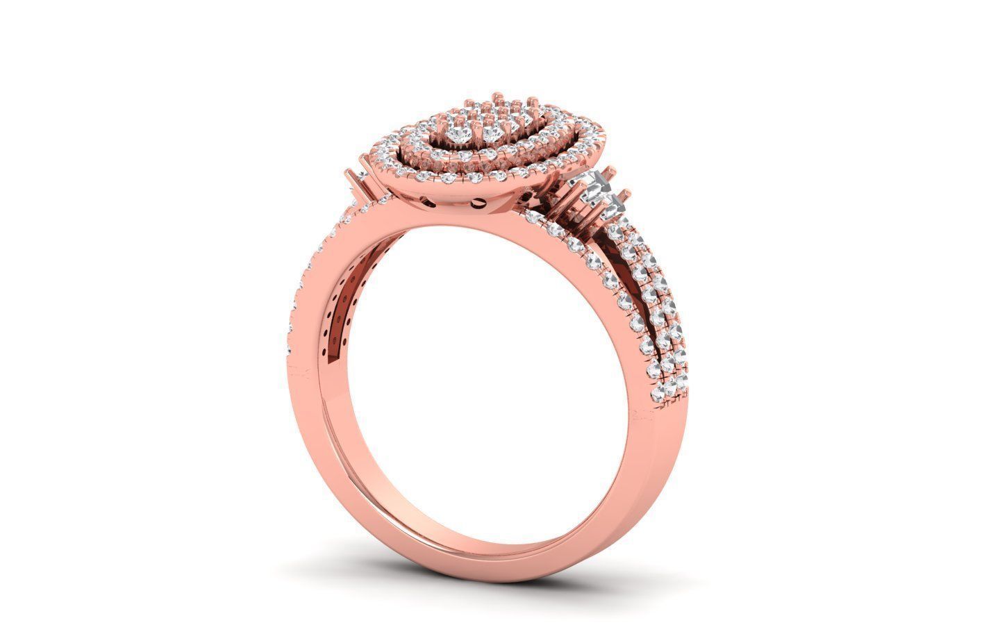  Engagement Wedding Solitaire Three Band Ring 3D print model_2