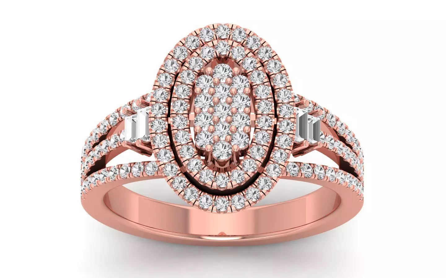  Engagement Wedding Solitaire Three Band Ring 3D print model_0