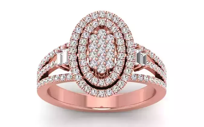  Engagement Wedding Solitaire Three Band Ring 3D print model