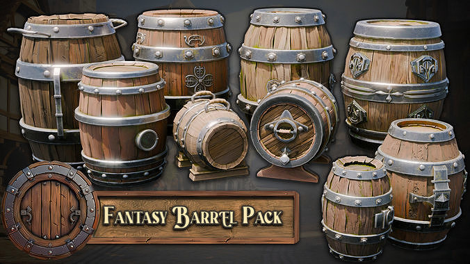 Blender 20 Massive Fantasy Barrels Asset Pack 3D model 3D model