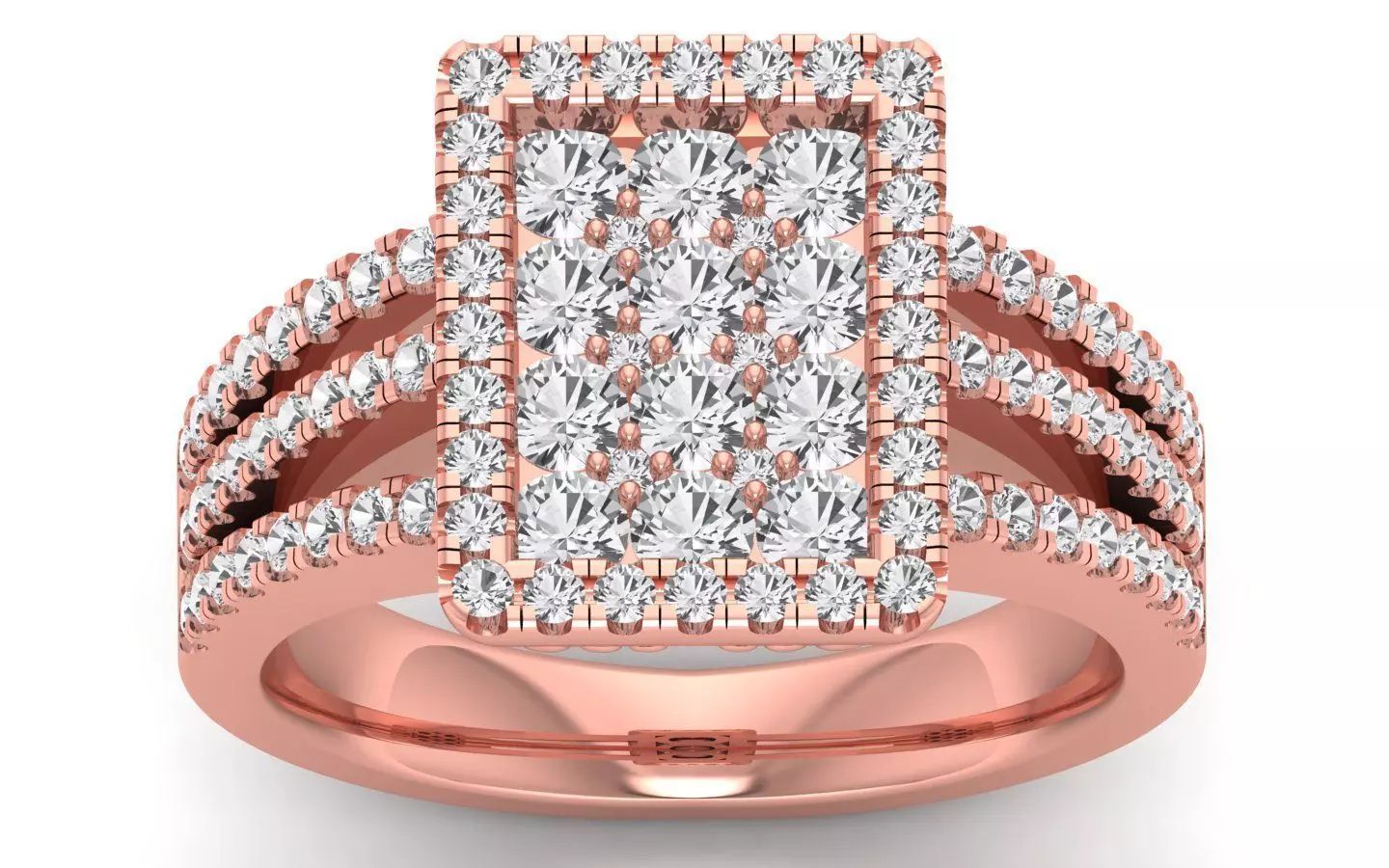  Engagement Wedding Solitaire Three Band Ring 3D print model_0