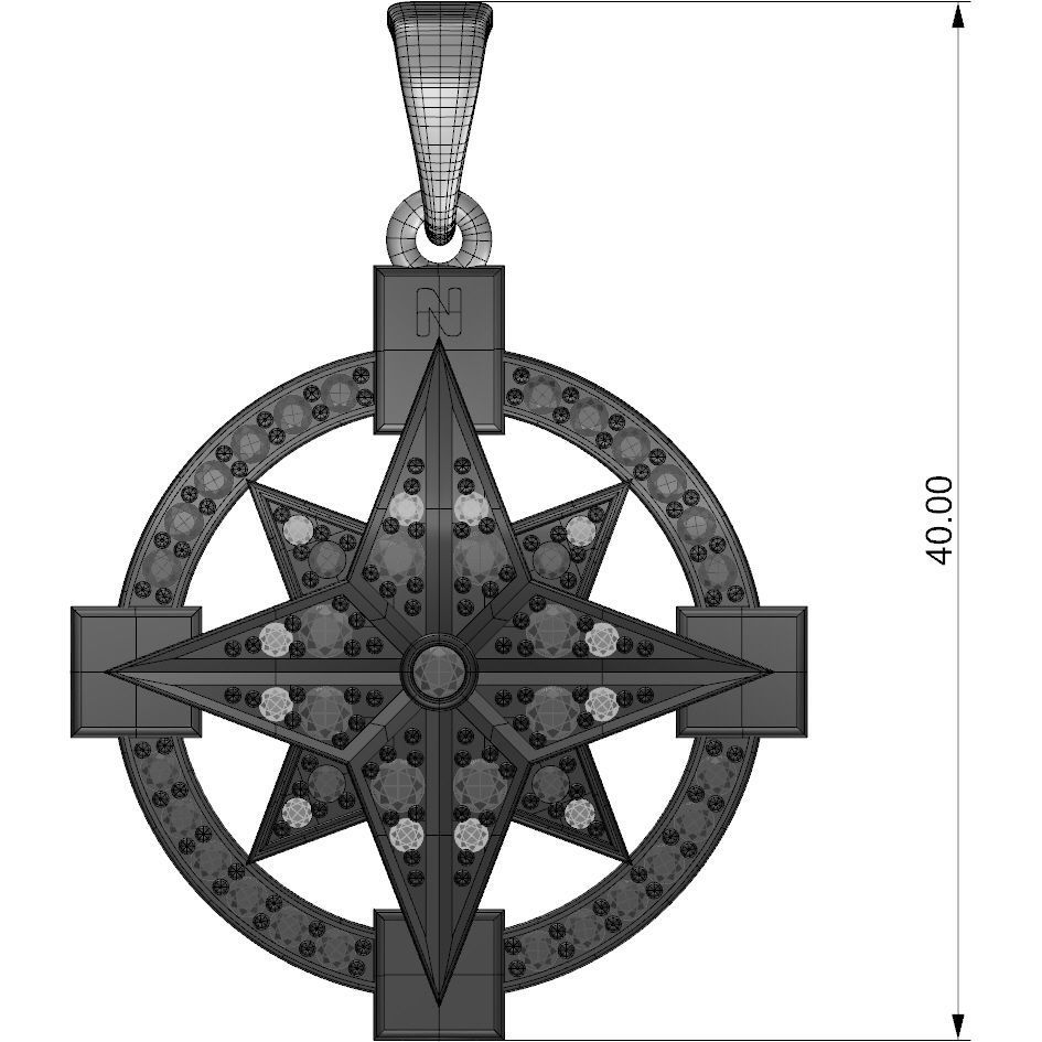 Pendant Compass 3D print model_1