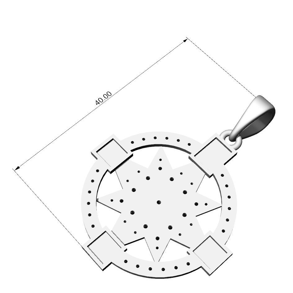 Pendant Compass 3D print model_3