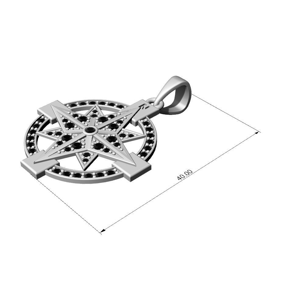 Pendant Compass 3D print model_2