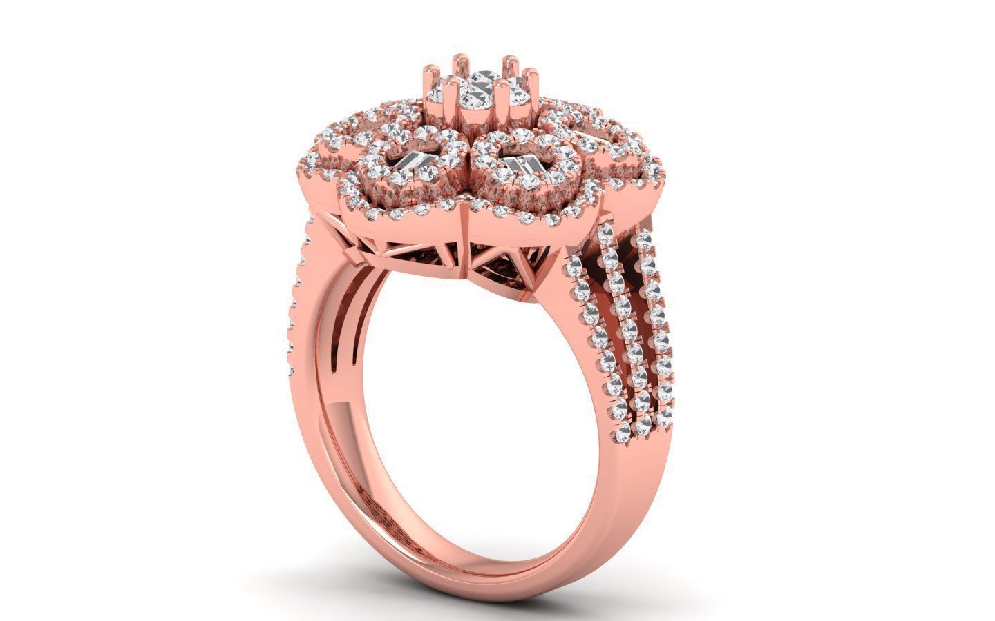  Engagement Wedding Solitaire  Flower Ring 3D print model_1