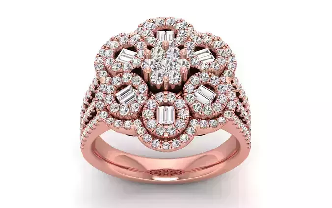 Engagement Wedding Solitaire  Flower Ring 3D print model