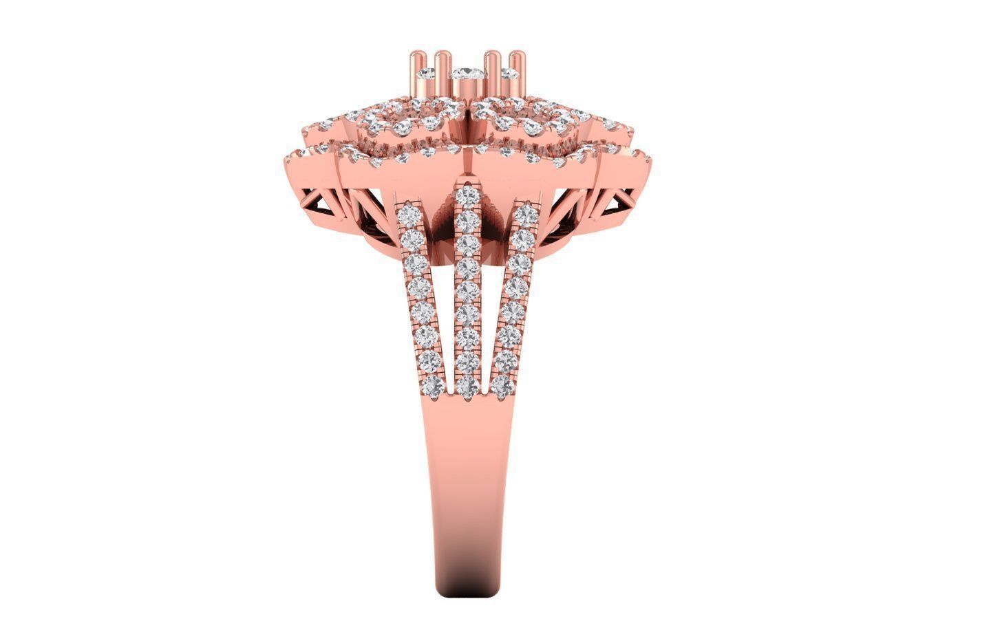  Engagement Wedding Solitaire  Flower Ring 3D print model_2