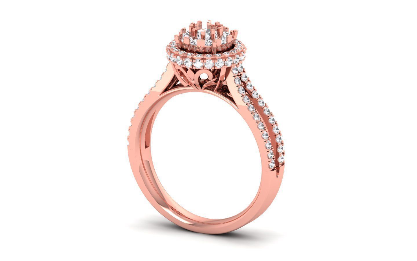  Engagement Wedding Solitaire Double Band Ring 3D print model_1