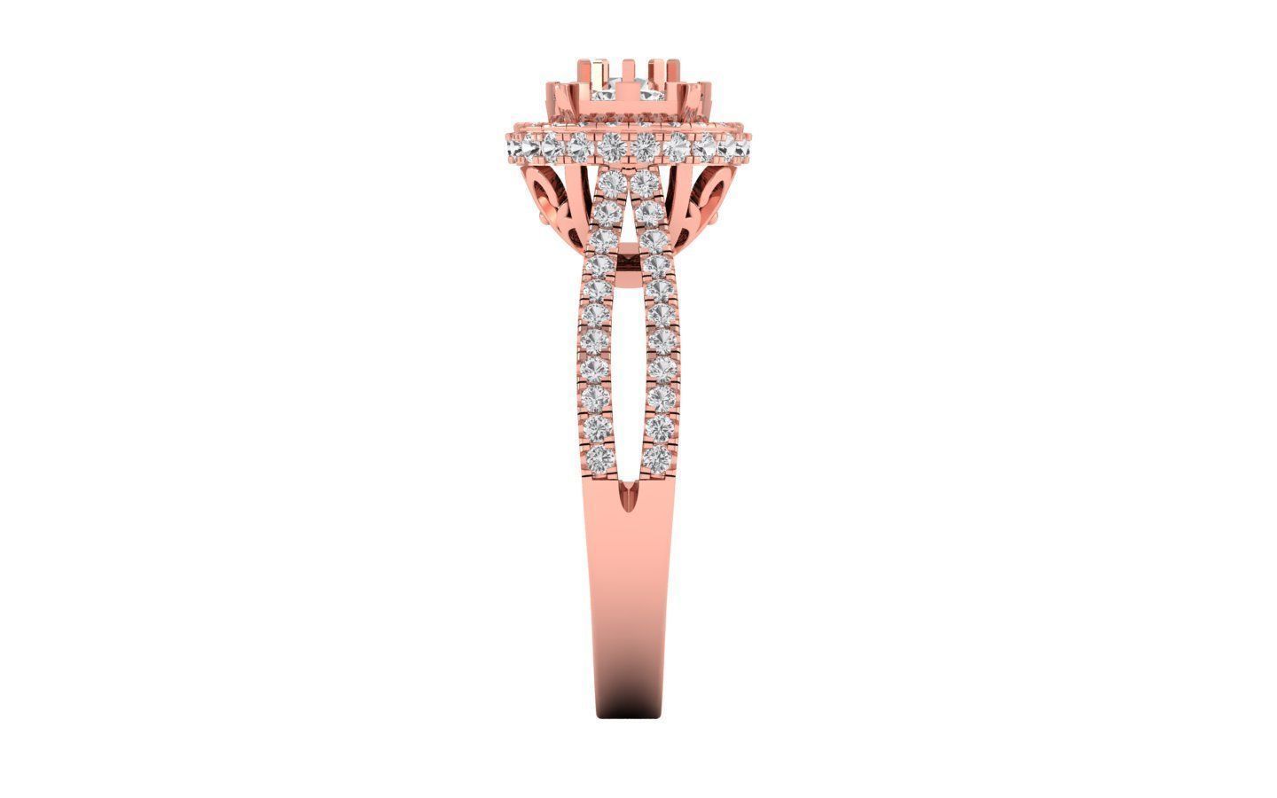  Engagement Wedding Solitaire Double Band Ring 3D print model_2