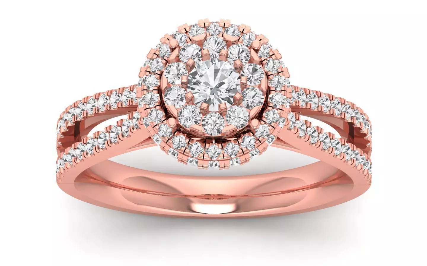  Engagement Wedding Solitaire Double Band Ring 3D print model_0