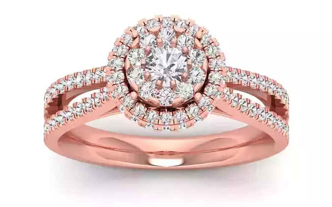  Engagement Wedding Solitaire Double Band Ring 3D print model