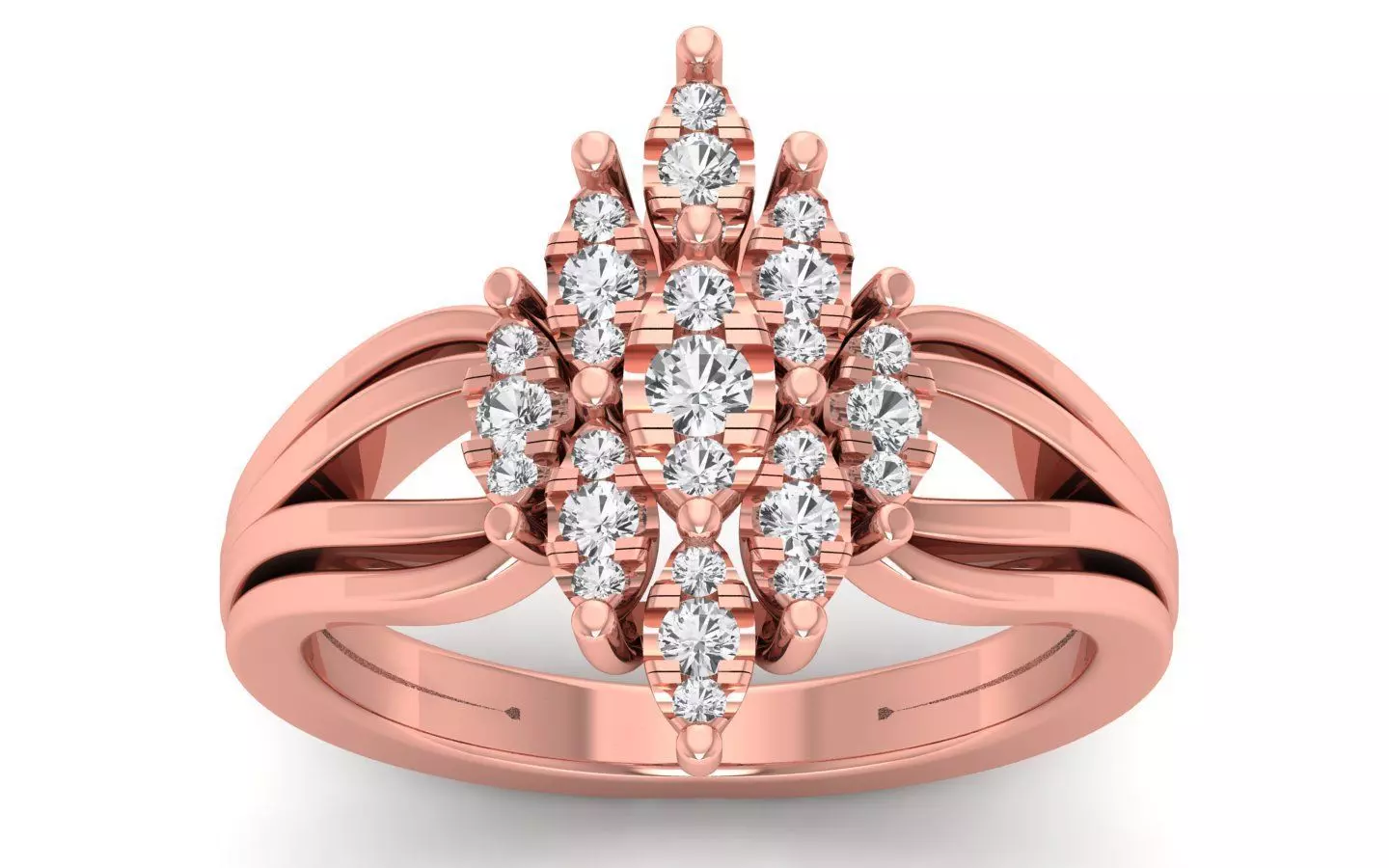  Engagement Wedding Solitaire Four Band Ring 3D print model_0