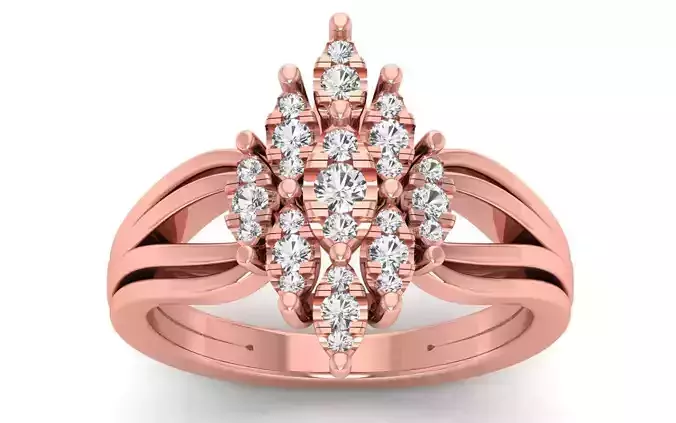  Engagement Wedding Solitaire Four Band Ring 3D print model