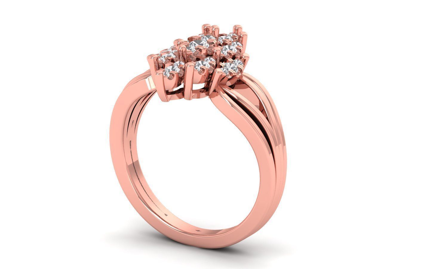  Engagement Wedding Solitaire Four Band Ring 3D print model_2