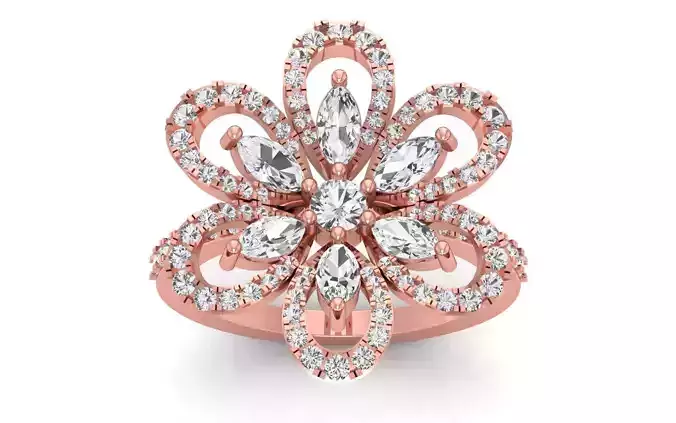  Engagement Wedding Solitaire Marquise Diamond Flower  Ring 3D print model