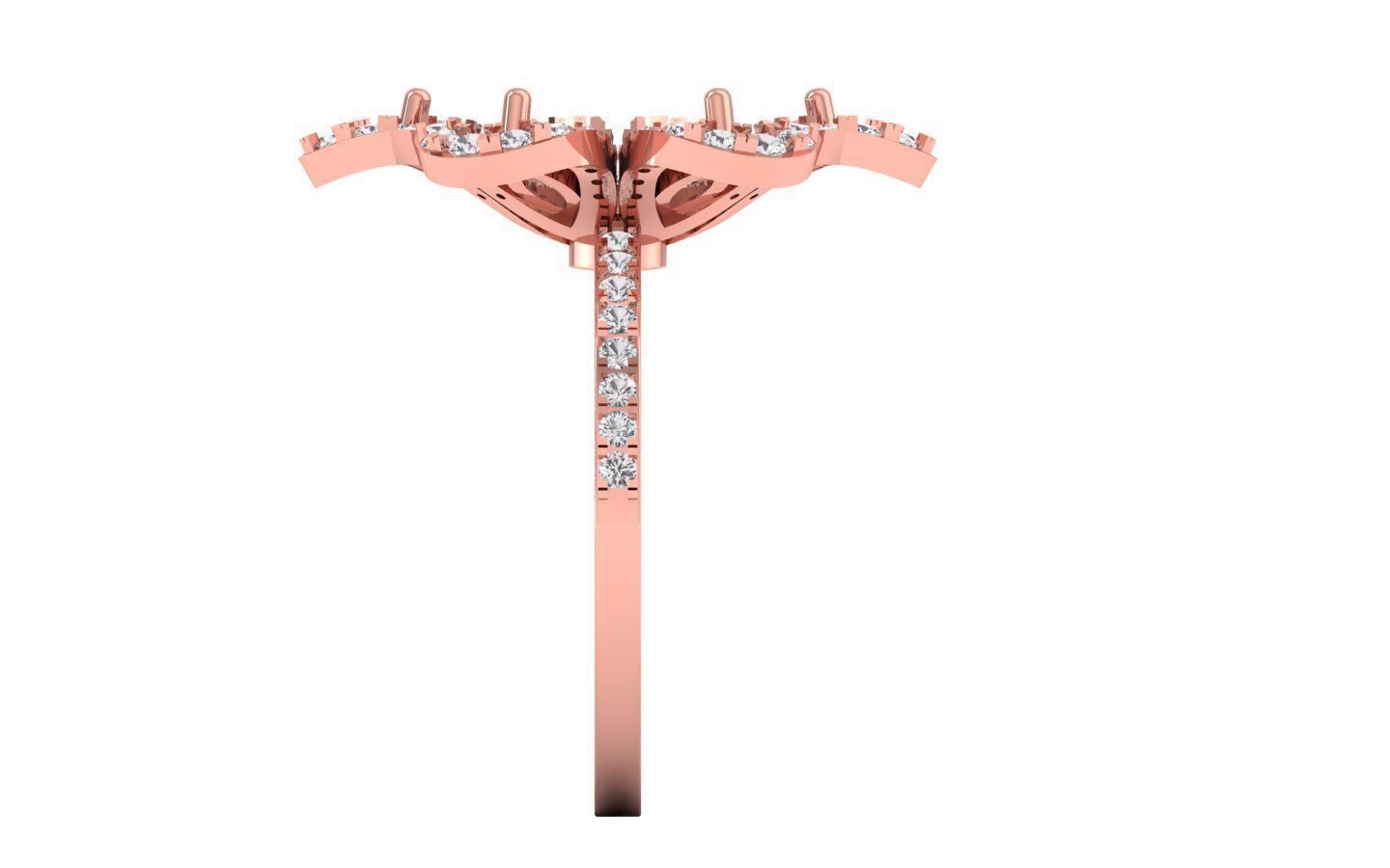  Engagement Wedding Solitaire Marquise Diamond Flower  Ring 3D print model_1