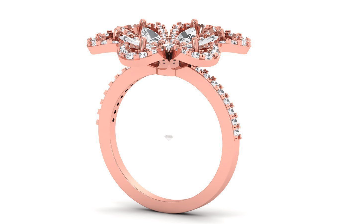  Engagement Wedding Solitaire Marquise Diamond Flower  Ring 3D print model_2