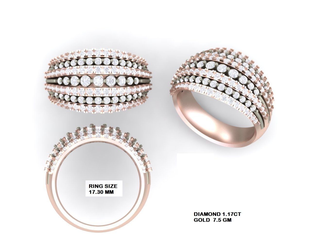  Wedding Solitaire Women Band Ring 3D print model_3