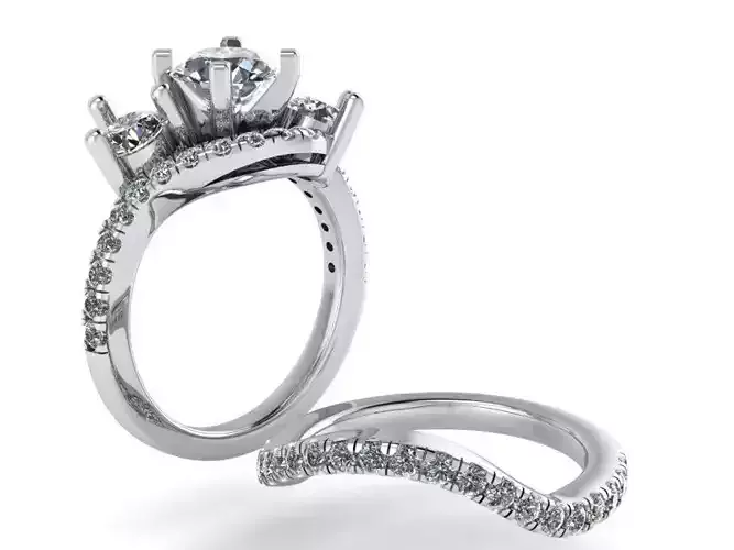 Diamond ring with Band 2100 3D print model