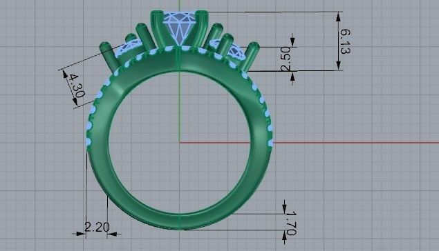 Diamond ring with Band 2100 3D print model 3D print model_6