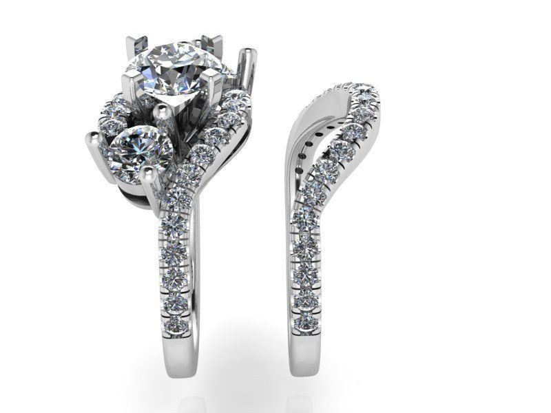 Diamond ring with Band 2100 3D print model 3D print model_3