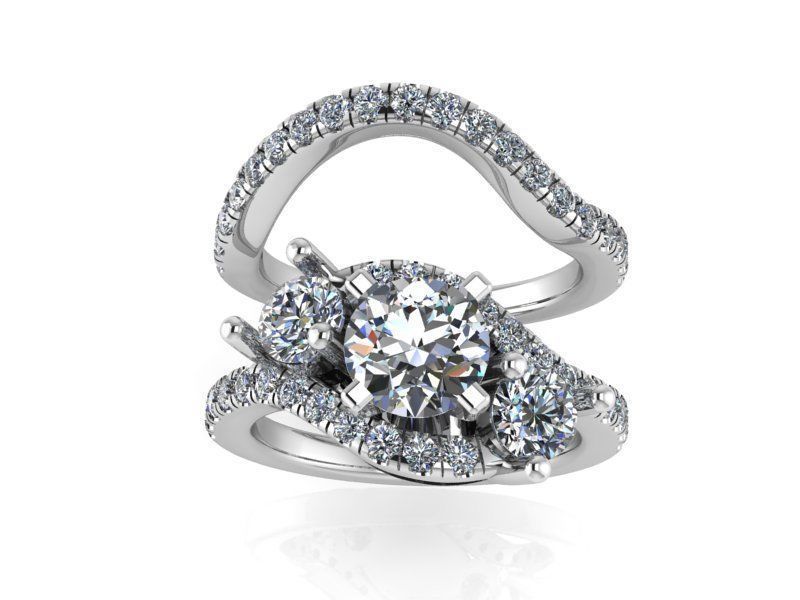 Diamond ring with Band 2100 3D print model 3D print model_2