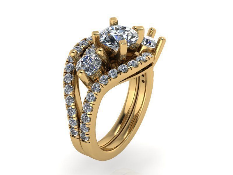 Diamond ring with Band 2100 3D print model 3D print model_1