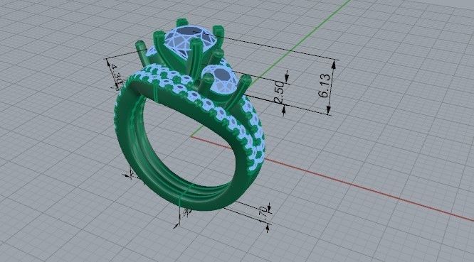Diamond ring with Band 2100 3D print model 3D print model_5