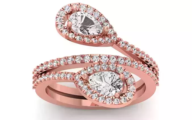 Engagement Wedding Solitaire Pear Diamond Ring 3D print model