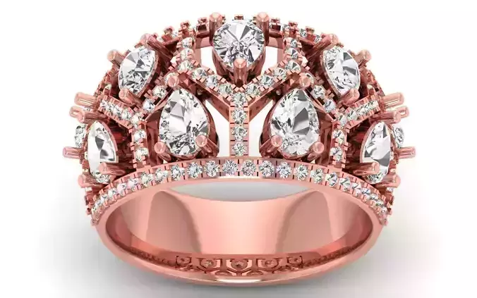  Engagement Wedding Solitaire Pear Diamond Ring 3D print model