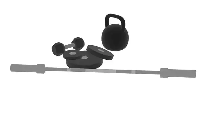 set of low poly models for the gym Low-poly 3D model