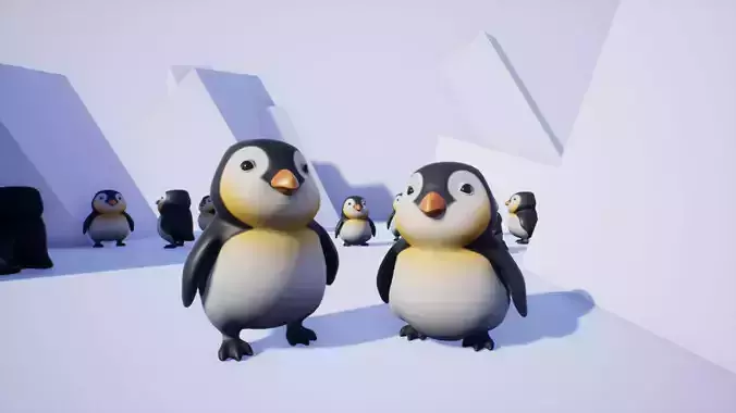 Penguin cartoon Low-poly 3D model