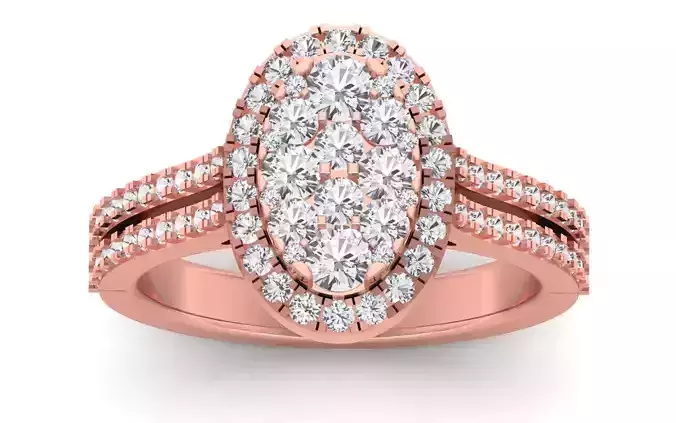  Engagement Wedding Solitaire Double Band Ring 3D print model