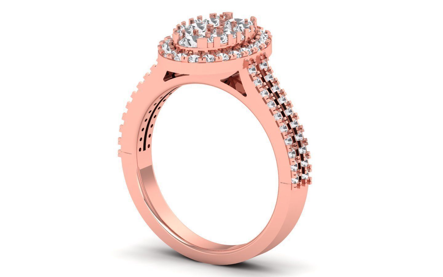  Engagement Wedding Solitaire Double Band Ring 3D print model_2