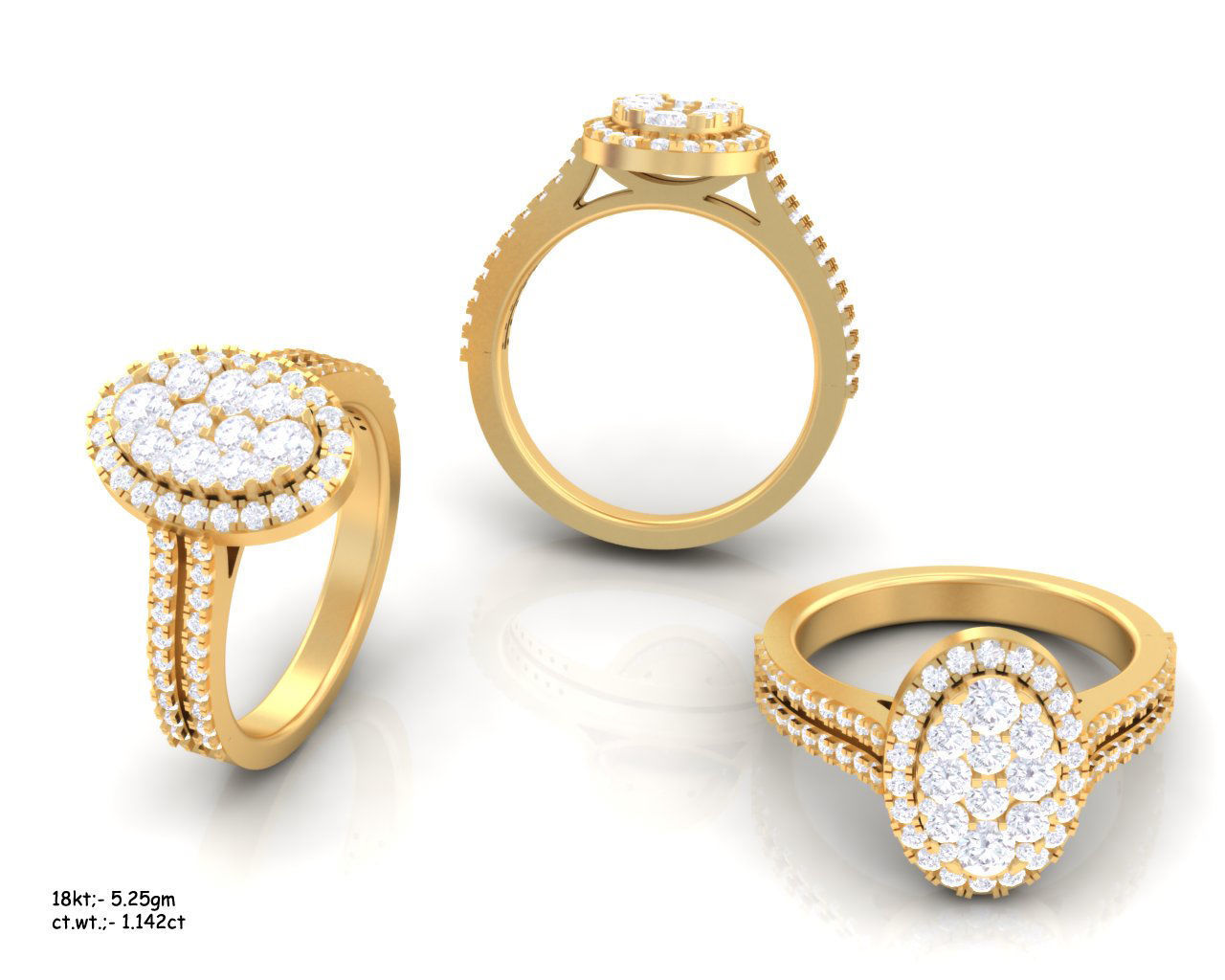  Engagement Wedding Solitaire Double Band Ring 3D print model_3
