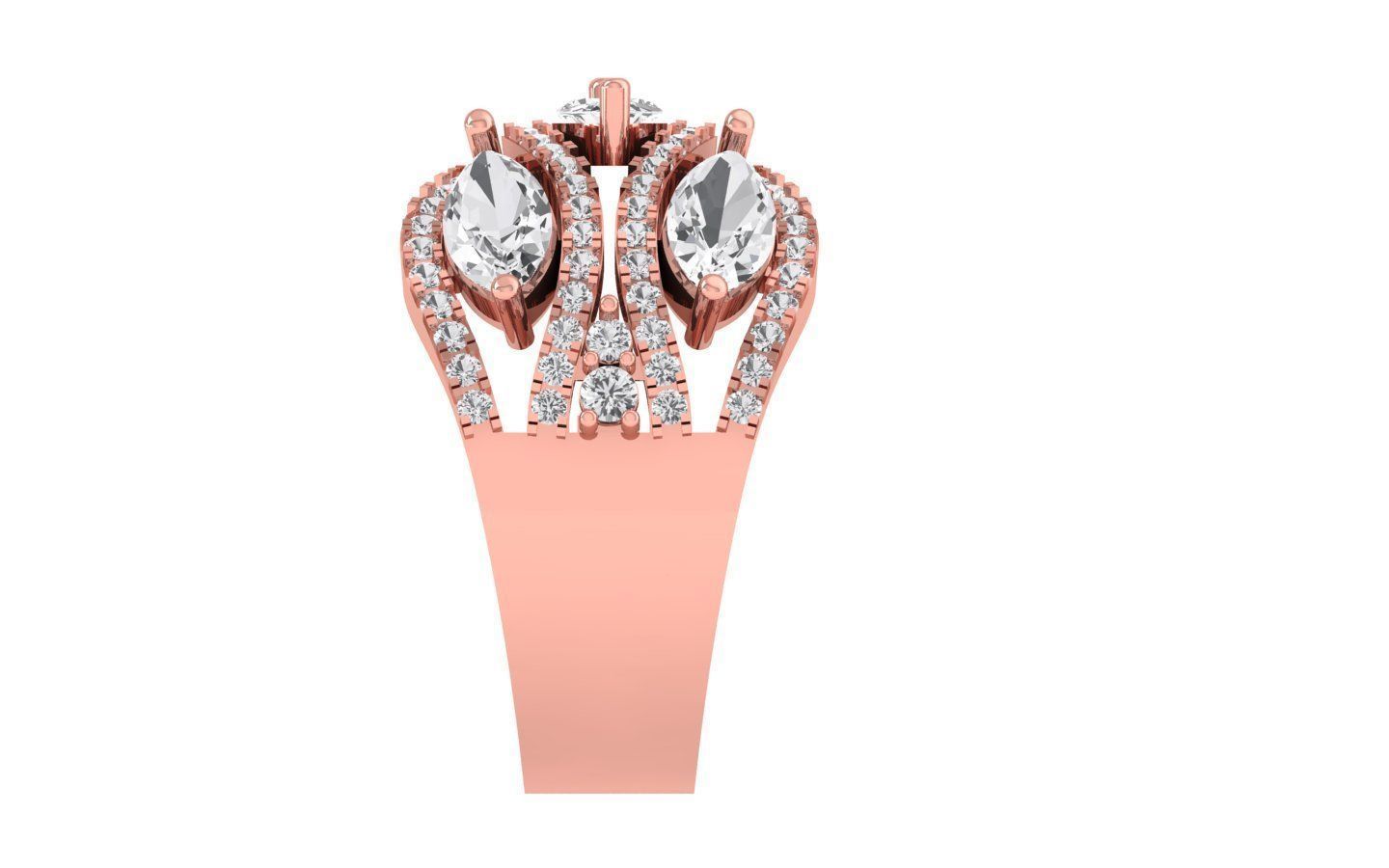 Marquise Diamond Solitaire Four Band Ring 3D print model_1