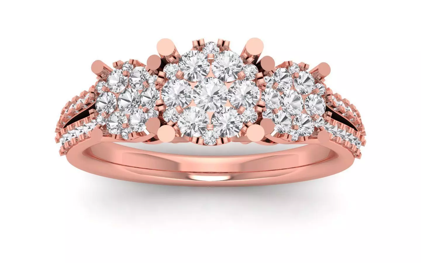  Engagement Wedding Solitaire Double Band Ring 3D print model_0