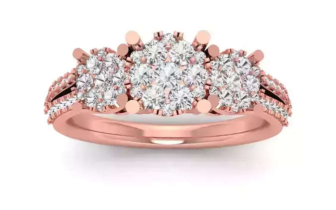  Engagement Wedding Solitaire Double Band Ring 3D print model