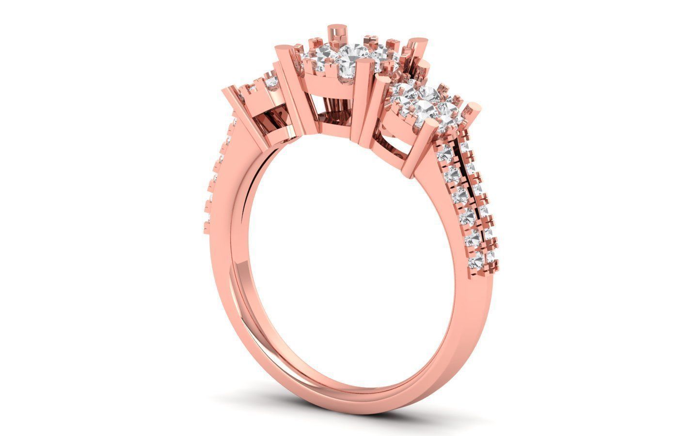  Engagement Wedding Solitaire Double Band Ring 3D print model_1