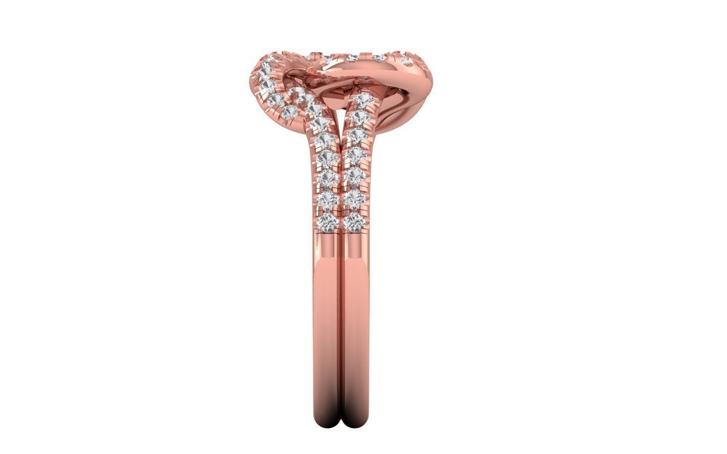  Engagement Wedding Solitaire Double Band Ring 3D print model_2