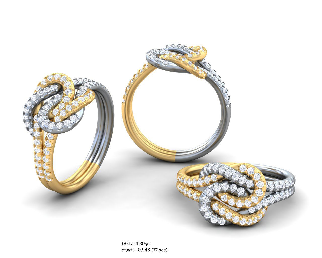  Engagement Wedding Solitaire Double Band Ring 3D print model_3